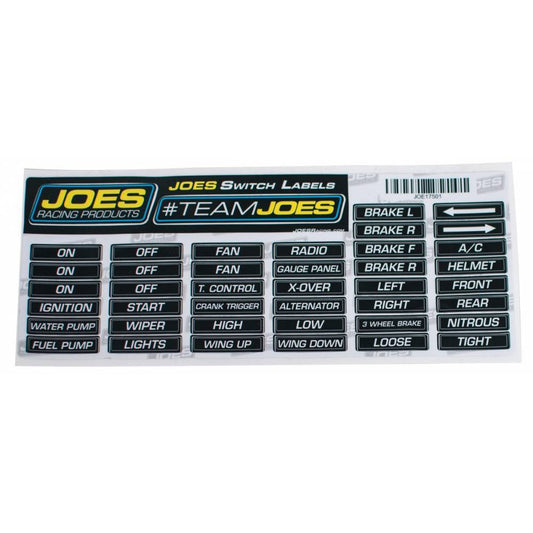 Joes Racing Products  JOES Switch Panel Labels  17501