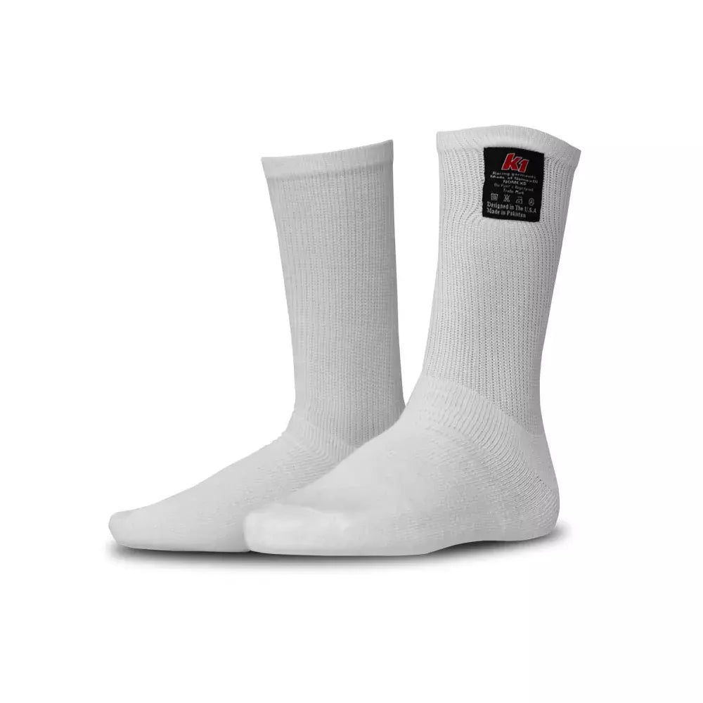 K1 Racegear Socks Nomex K1 White Small/Medium MPN K1R26-NSO-W-SM