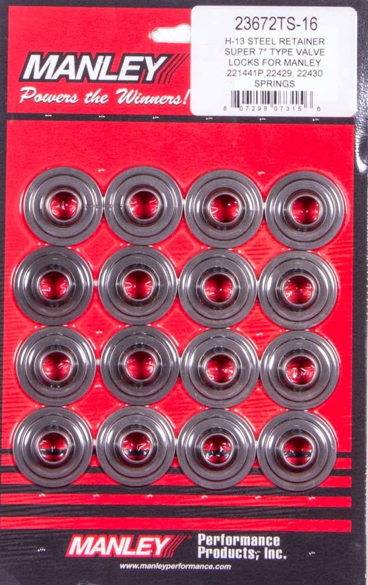 Manley Super 7 H-13 Lwt Valve Spring Retainers MPN MAN23672TS-16