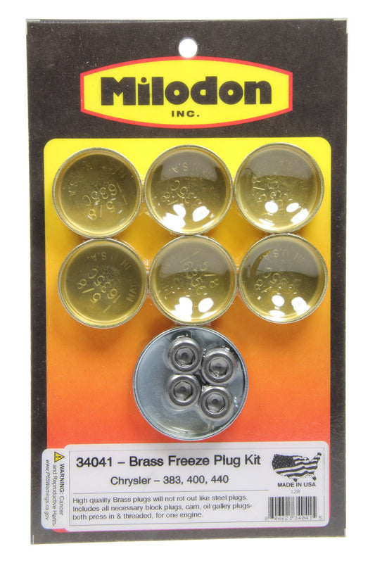Milodon BBM Brass Freeze Plug Kit MPN MIL34041 For Mopar B / RB-Series