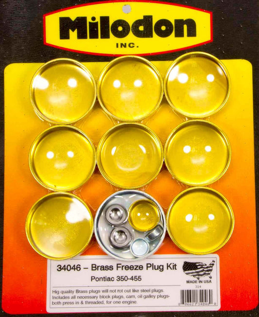 Milodon Pontiac V8 Brass Freeze Plug Kit MPN MIL34046 For Pontiac