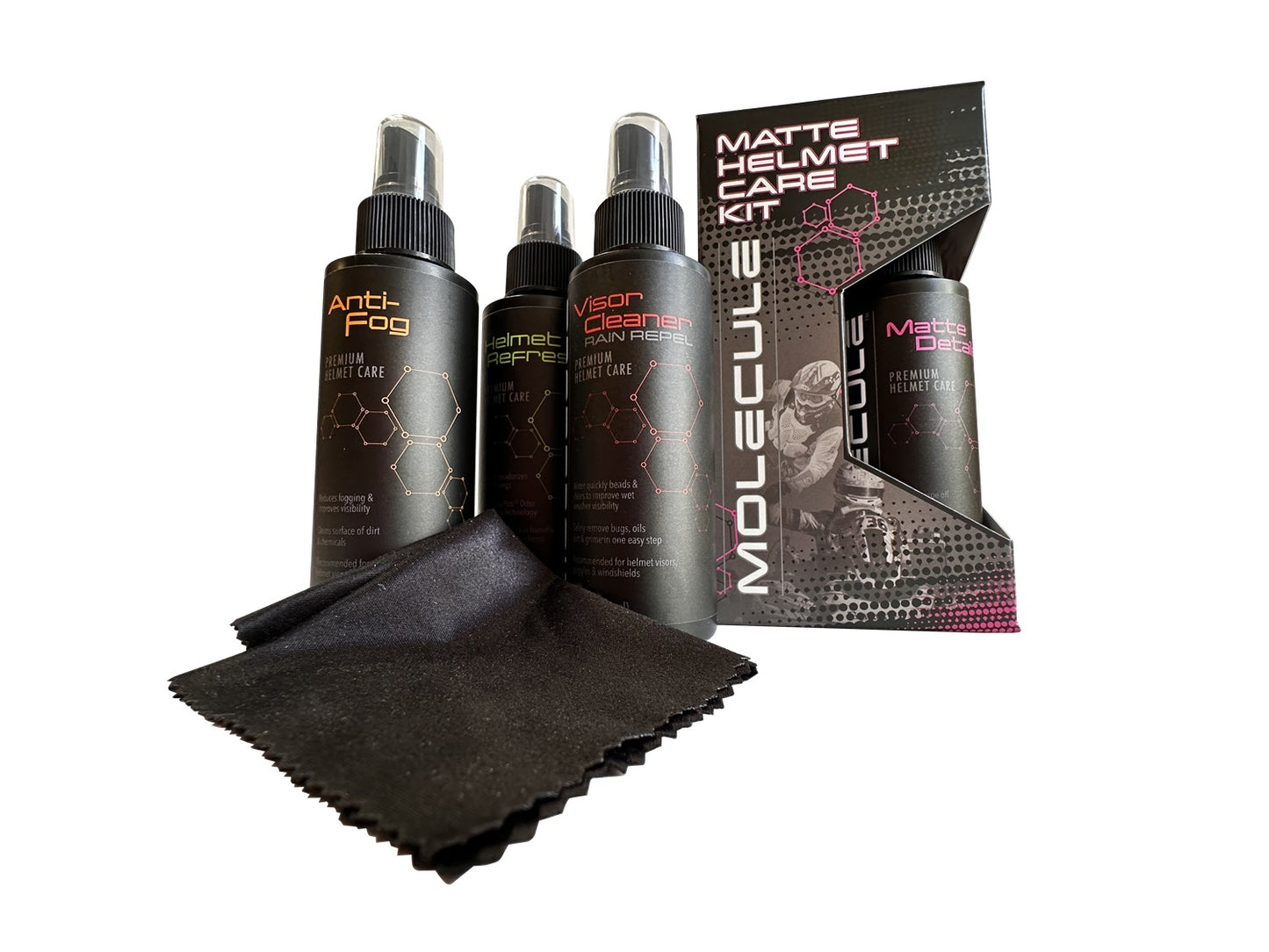 Molecule Matte Helmet Care Kit 4oz Sprayers MOLMSHCK44