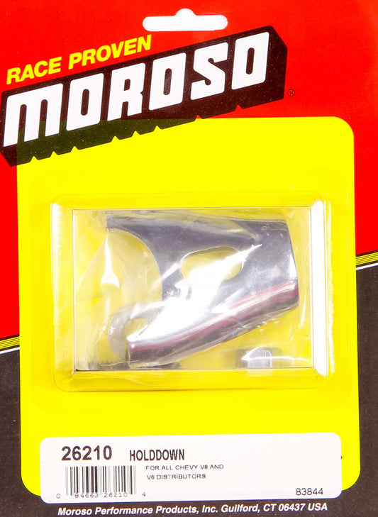 Moroso Chrome Chevy Dist. Clamp MPN MOR26210 For Chevy V6