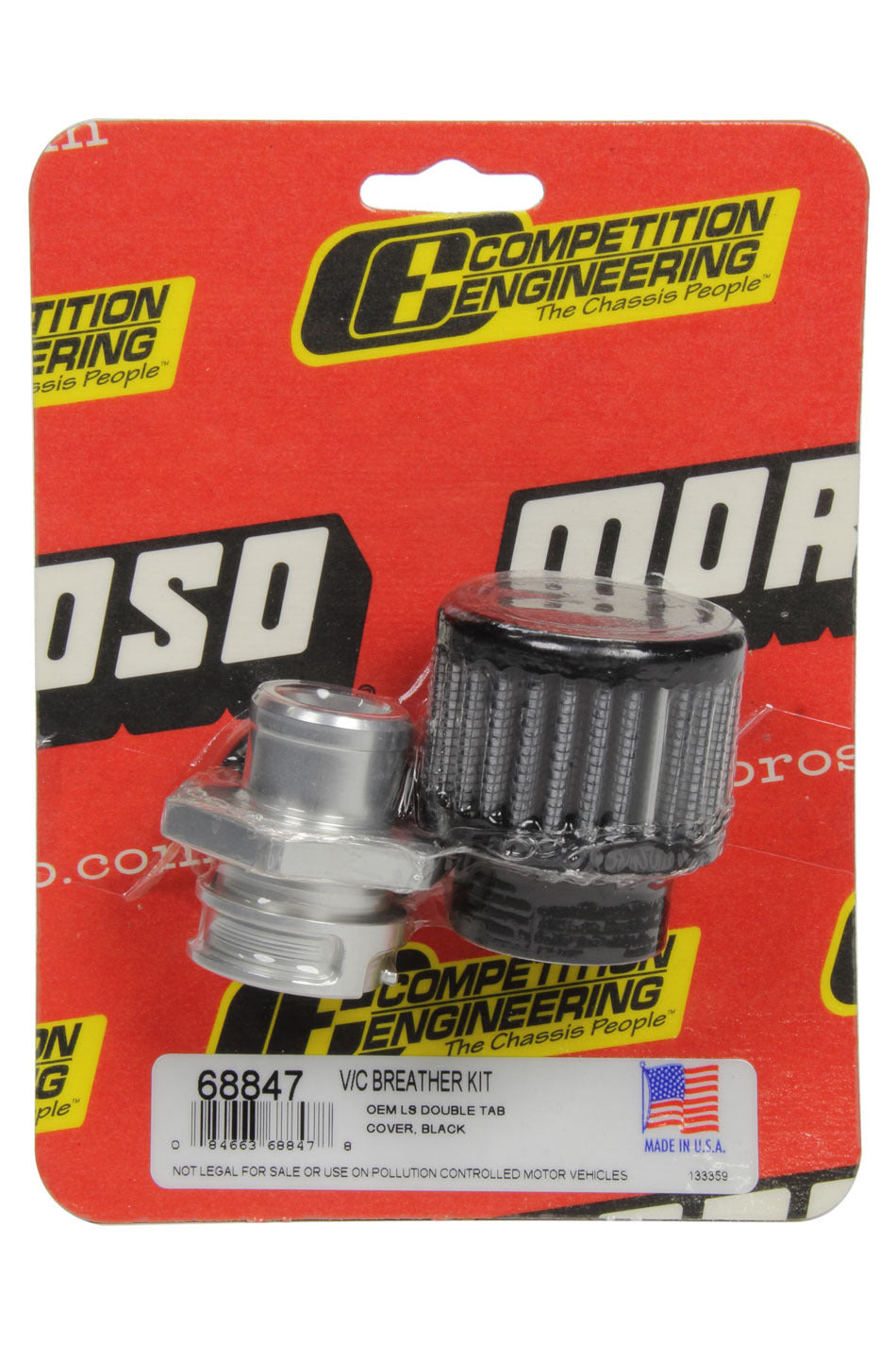 Moroso Valve Cover Breather Kit GM LS w/OEM Double Tab MPN MOR68847 For GM