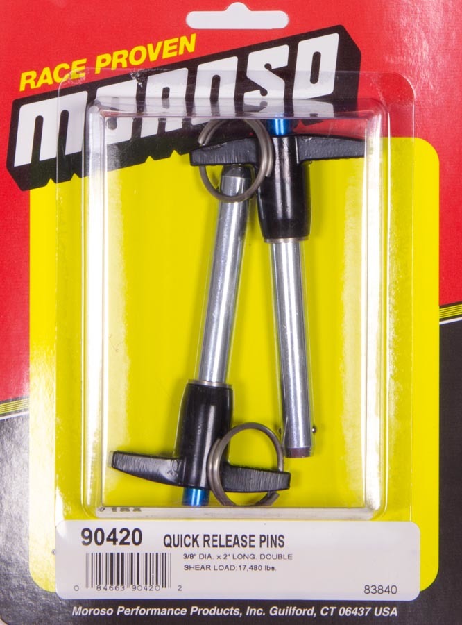 Moroso Quick Release Pins (2) 3/8 x 2in MPN MOR90420