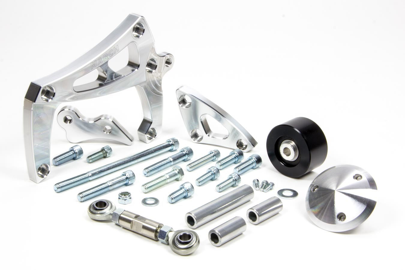 March Performance ALT-A/C Bracket SBC LWP Mid Mount clear powder c MPN MPP20188 For Chevy