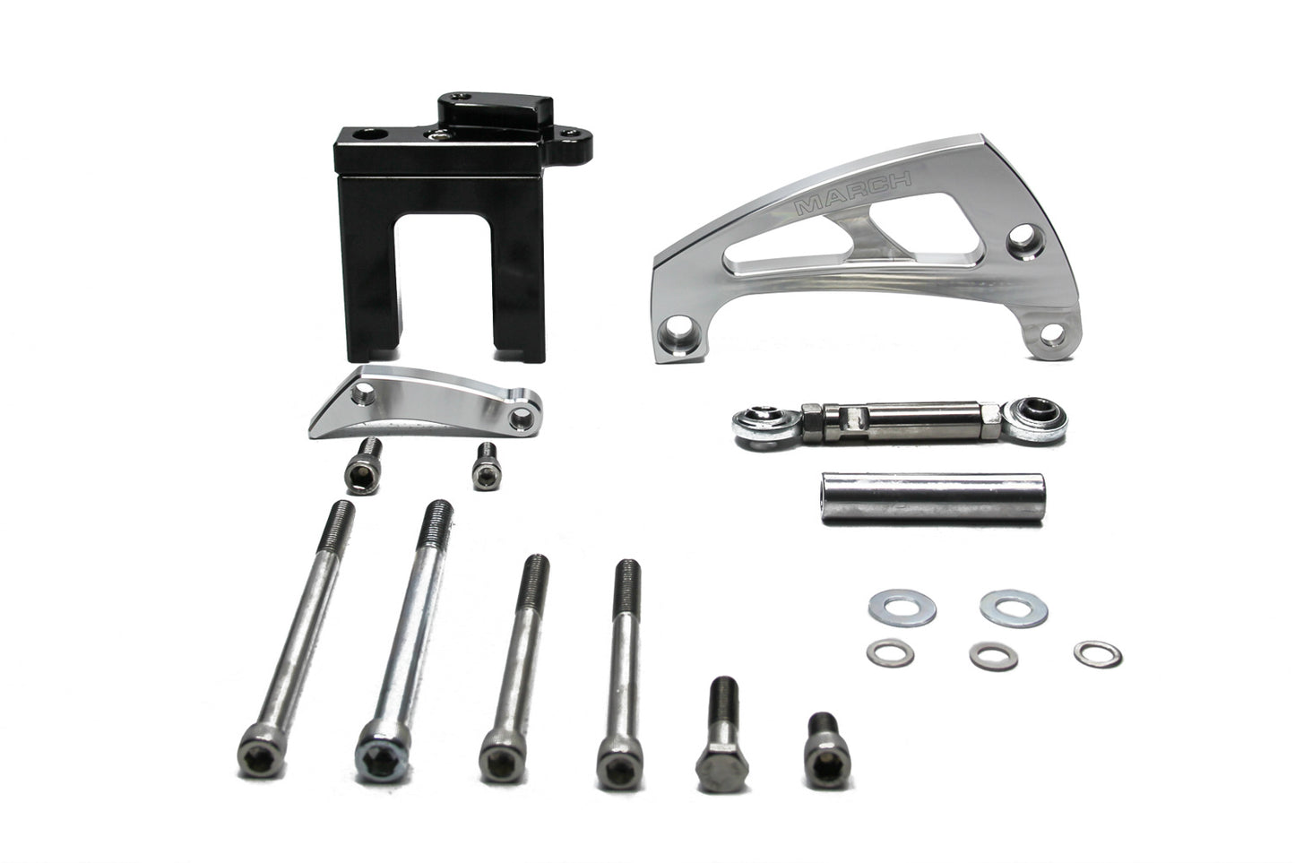 March Performance Chevy BB Alternator Brkt Kit clear powder coat MPN MPP23003 For Chevy, GM