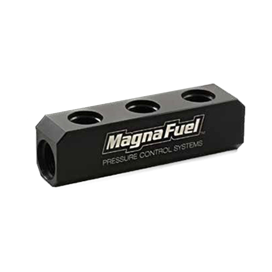 Magnafuel/Magnaflow Fuel Systems 3-Port Fuel Log for Holley 12-803 Regulators MPN MRFMP-7610-03-BLK