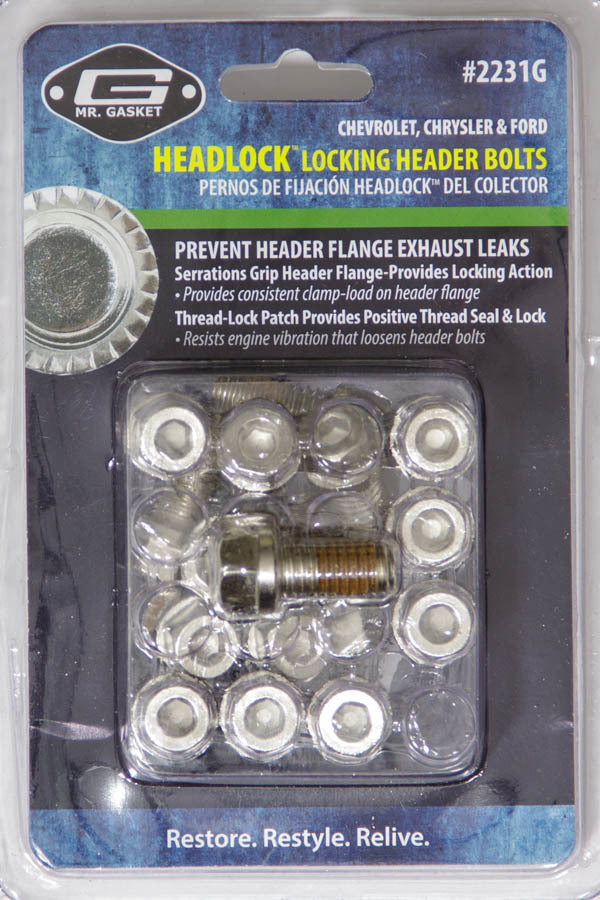 Mr. Gasket Locking Header Bolt Kit 3/8-16 x 3/4 16pk MPN MRG2231G