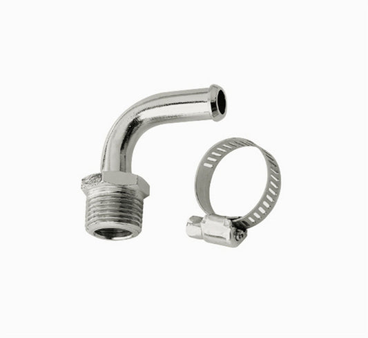 Mr. Gasket 3/8in NPT 90deg Chrome Hose Fitting To 3/8in Ho MPN MRG2970G
