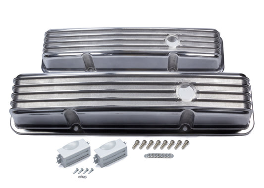 Mr. Gasket SBC Cast Alm Valve Cover Set Finned Style Pol. MPN MRG6855G For Chevy