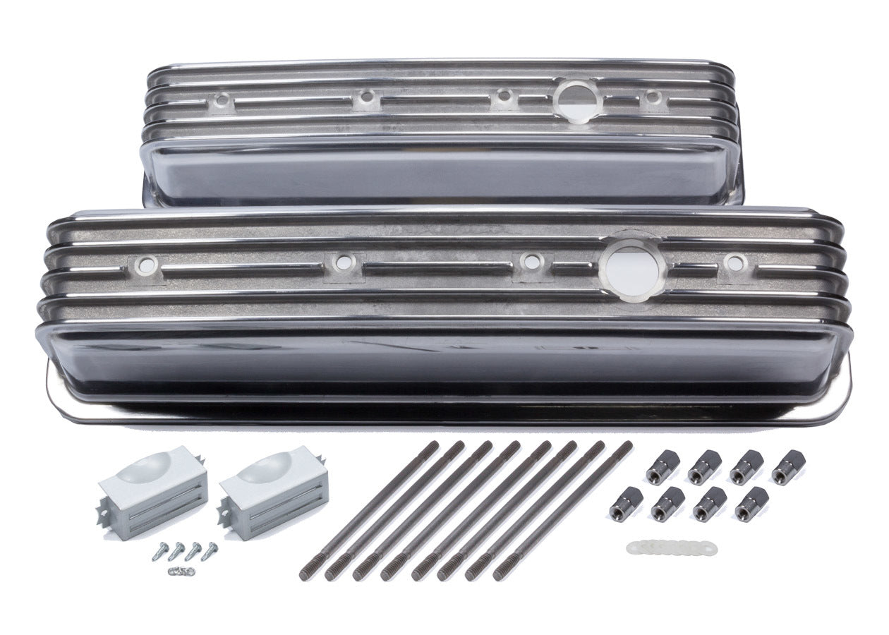 Mr. Gasket SBC Cast Alm Valve Cover Set Finned Style Pol. MPN MRG6856G For Chevy