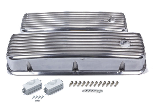 Mr. Gasket BBC Cast Alm Valve Cover Set Finned Style Pol. MPN MRG6859G For Chevy