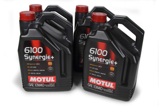 Motul Usa  6100 Synergie 10w40 Oil Case 4 x 5 Liters  MTL108647-4