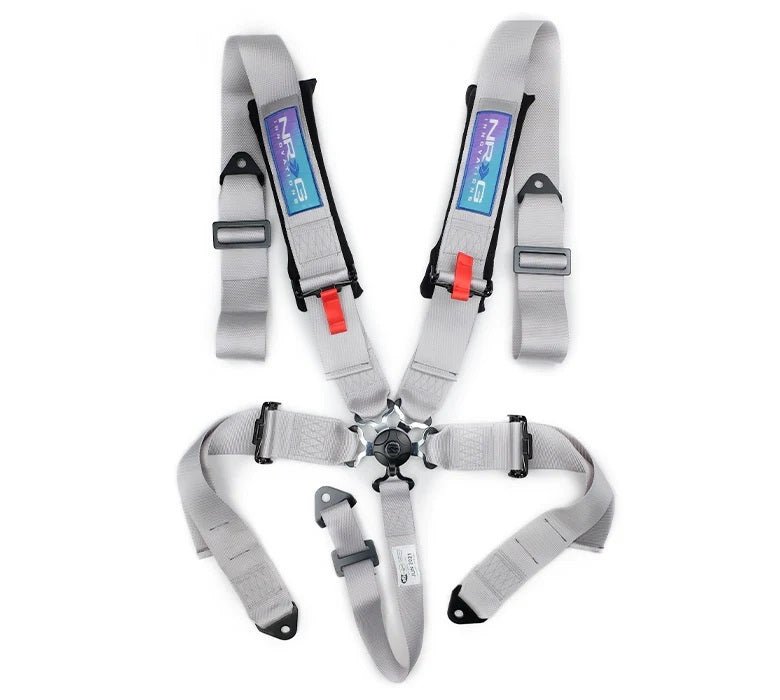 NRG Innovation Harness 5pt Camlock Silver w/Pads SFI 16.1 NRGSBH-B6PCSL