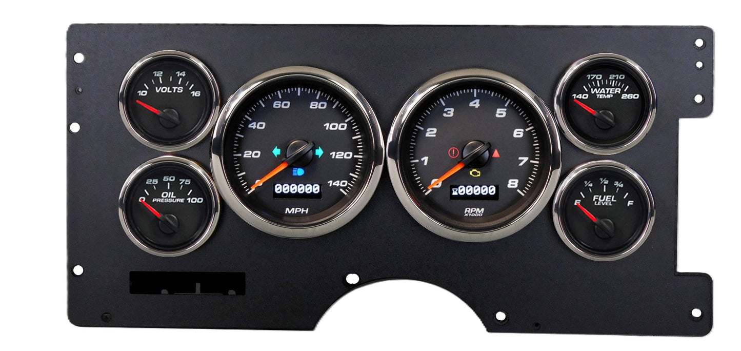 New Vintage USA Gauge Kit GM Truck 88-94 Performance II Black NVG89101-01