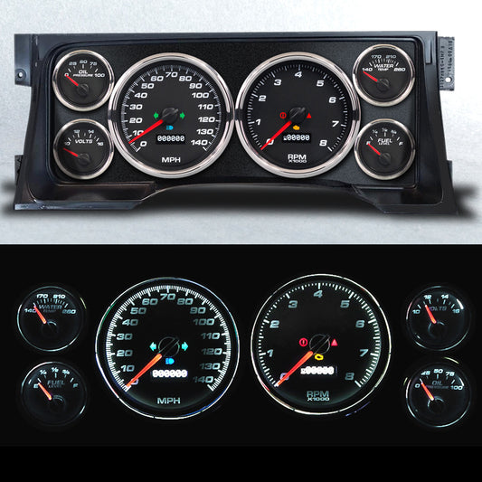 New Vintage USA Gauge Kit GM Truck 95-98 Performance Black NVG95101-01