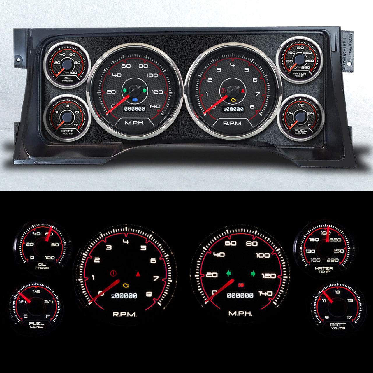 New Vintage USA Gauge Kit GM Truck 95-98 CFR Red NVG95103-01