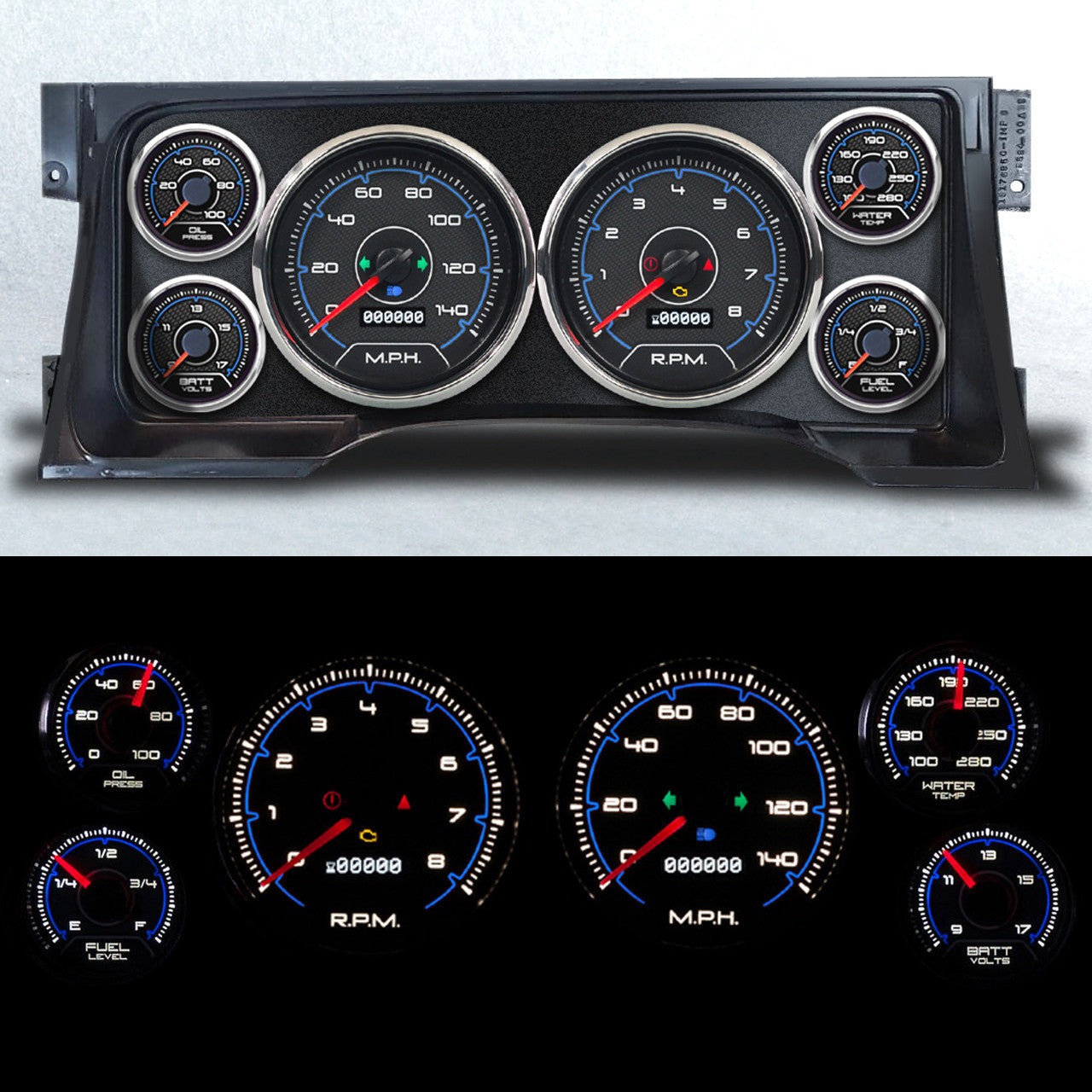 New Vintage USA Gauge Kit GM Truck 95-98 CFR Blue NVG95103-05