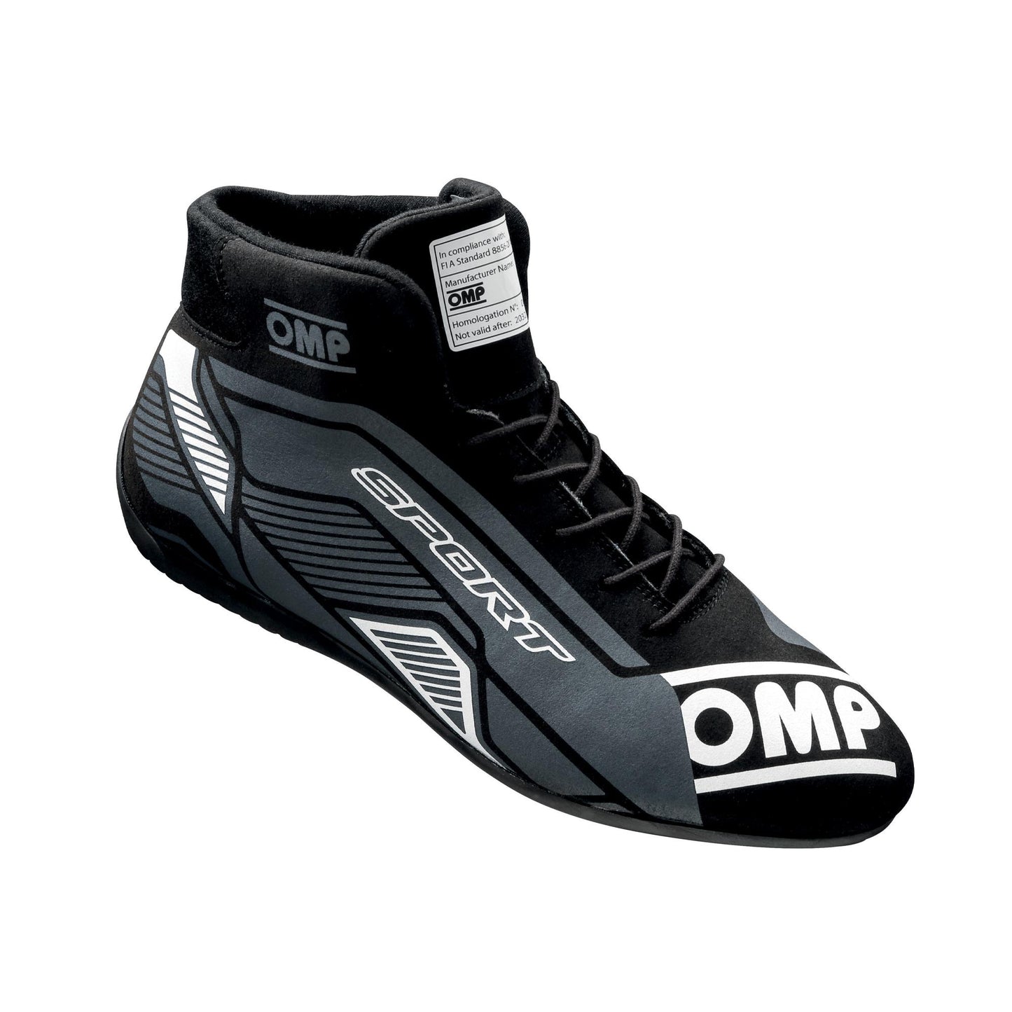 Omp Racing, Inc.  OMP SPORT SHOES FIA 8856 -2018 BLACK / WHITE SZ.  OMPIC0-0829-A01-076-45