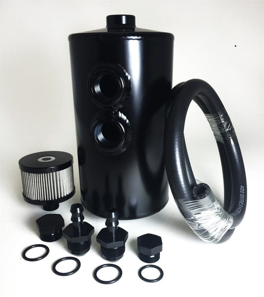 Prosport Gauges Catch Can Dual Inlet Black Aluminum -10an ORB MPN PSGPSCCAN