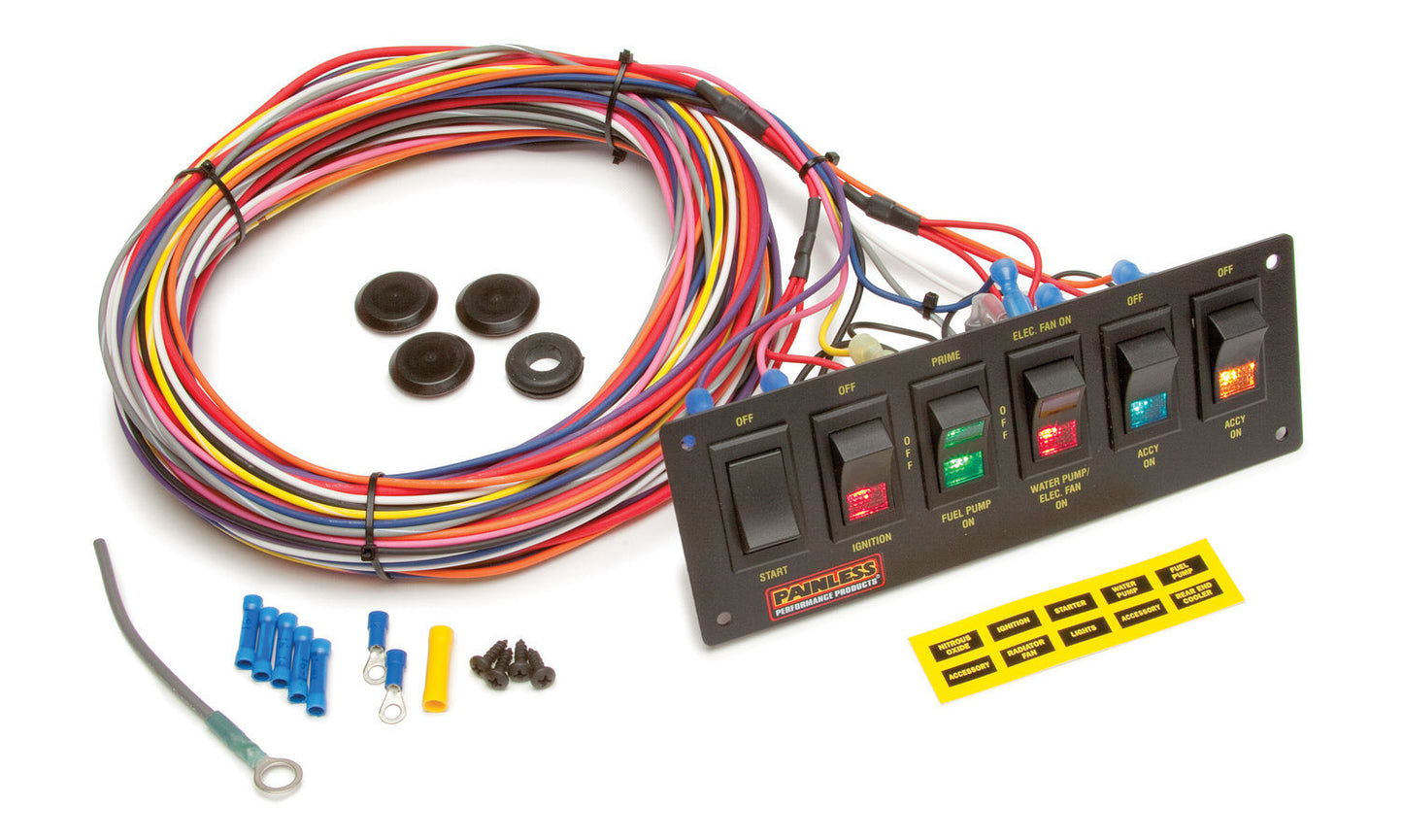Painless Wiring  6-Switch Lighted Rocker Switch Panel  PWI50406