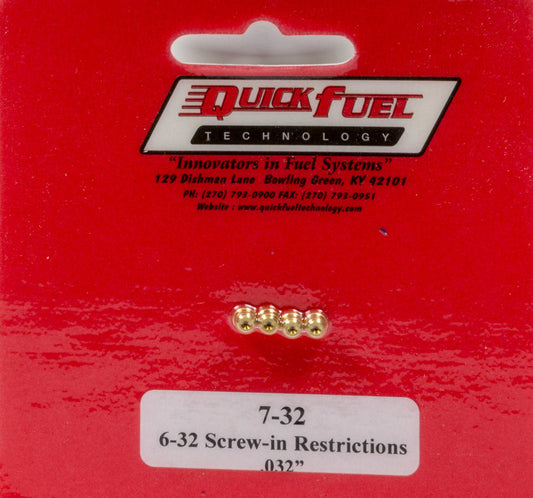 Quick Fuel Technology  6-32 Screw-in Restrictor .032in  QFT7-32