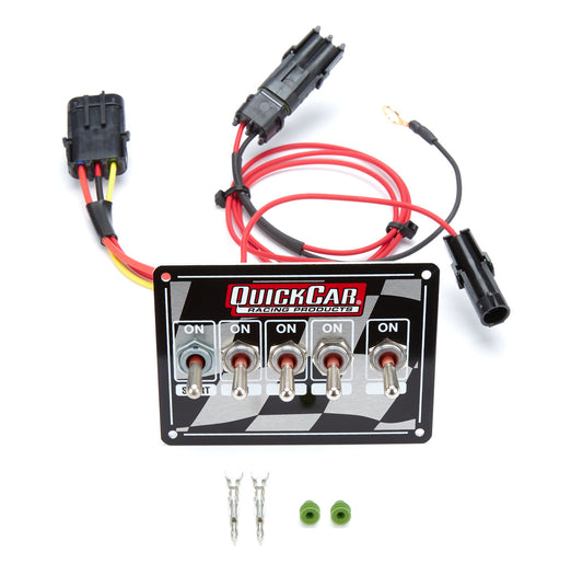 Quickcar Racing Products  Ignition Panel - Single Ing. w/Acc Switches Chck  QRP50-1731