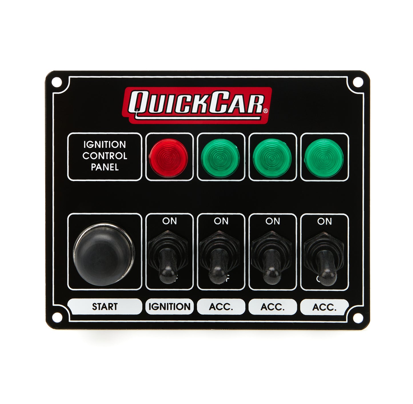 Quickcar Racing Products  Ignition Panel Black w/ 3 Acc. & Lights  QRP50-826