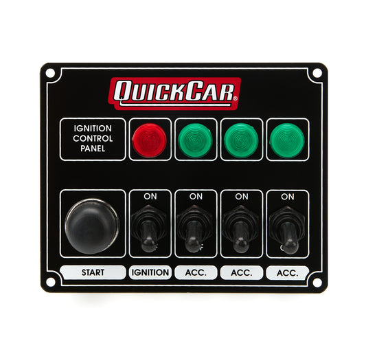Quickcar Racing Products  Ignition Panel Black w/ 3 Acc. & Lights  QRP50-826