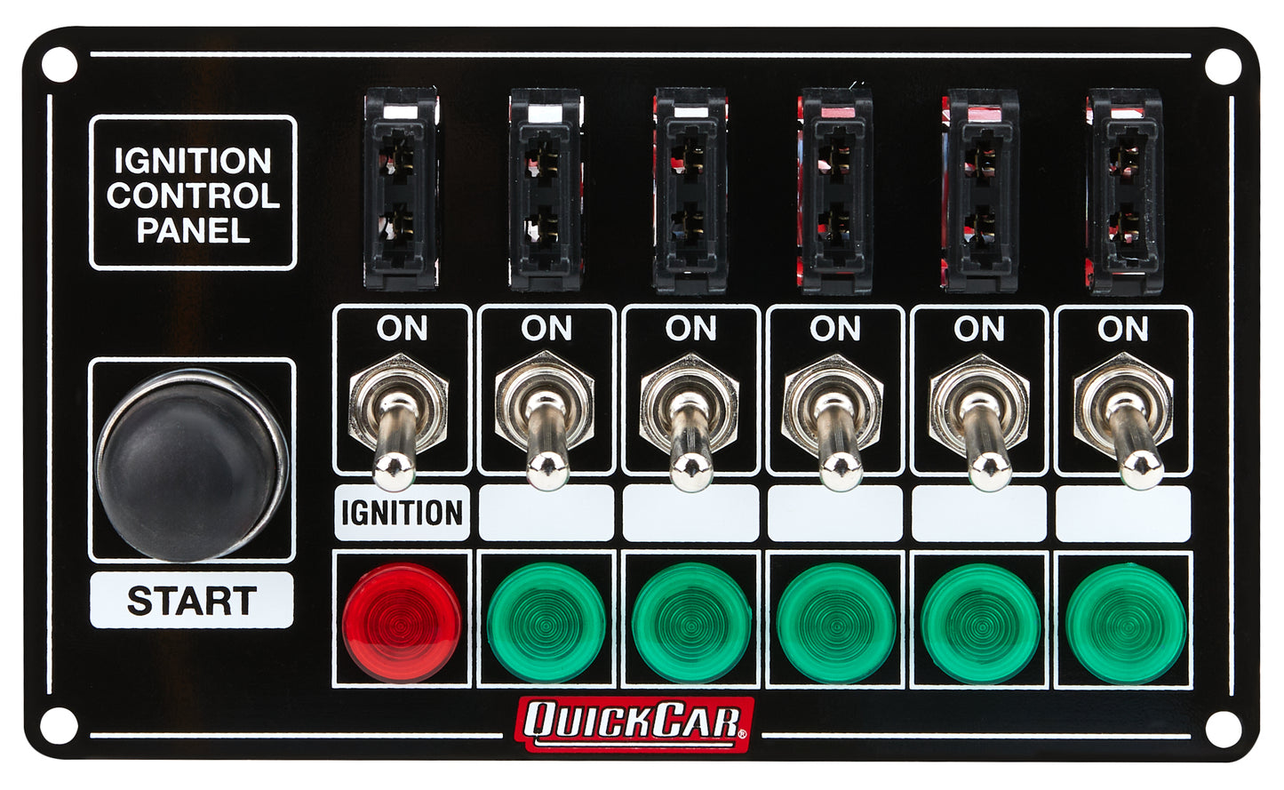 Quickcar Racing Products  Ignition Panel Blk Fused w/Start But. & Lights  QRP50-864