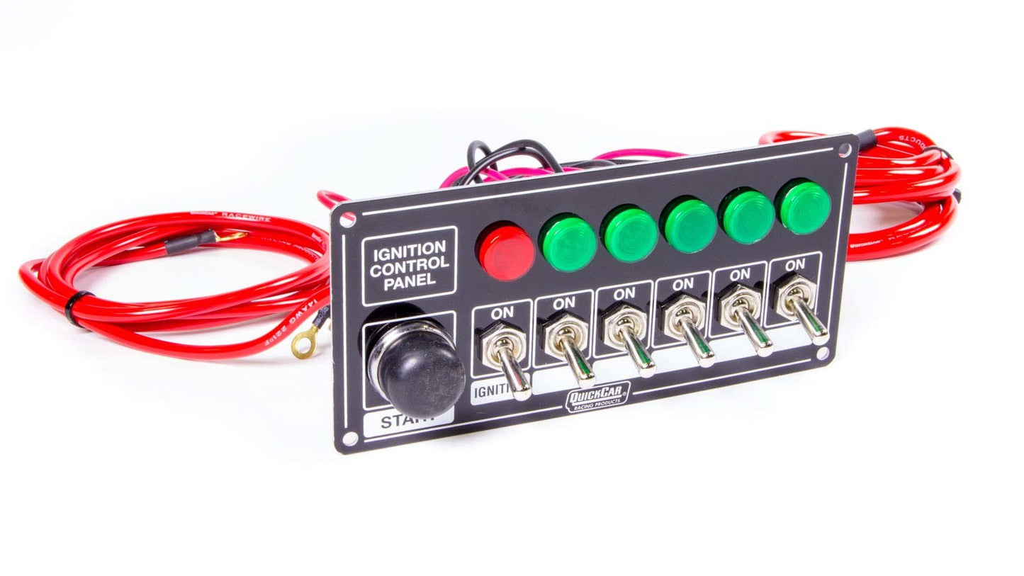 Quickcar Racing Products  Ignition Panel Blk w/ Start But. 5 Acc. & Ligh  QRP50-866