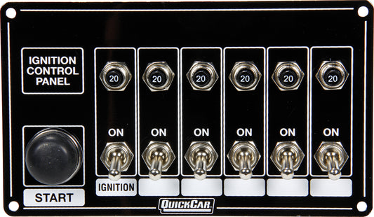 Quickcar Racing Products  Ignition Panel Blk w/ Start But. 5 Acc. Circut  QRP50-868