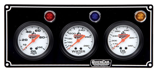 Quickcar Racing Products  3 Gauge Panel  OP/WT/OT Black  QRP61-6711