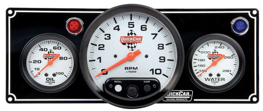 Quickcar Racing Products  2-1 Gauge Panel OP/WT w/ 5in Tach Black  QRP61-6731