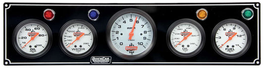 Quickcar Racing Products  3-1 Gauge Panel OP/WT/OP /FP w/3-3/8in Tach Black  QRP61-67513