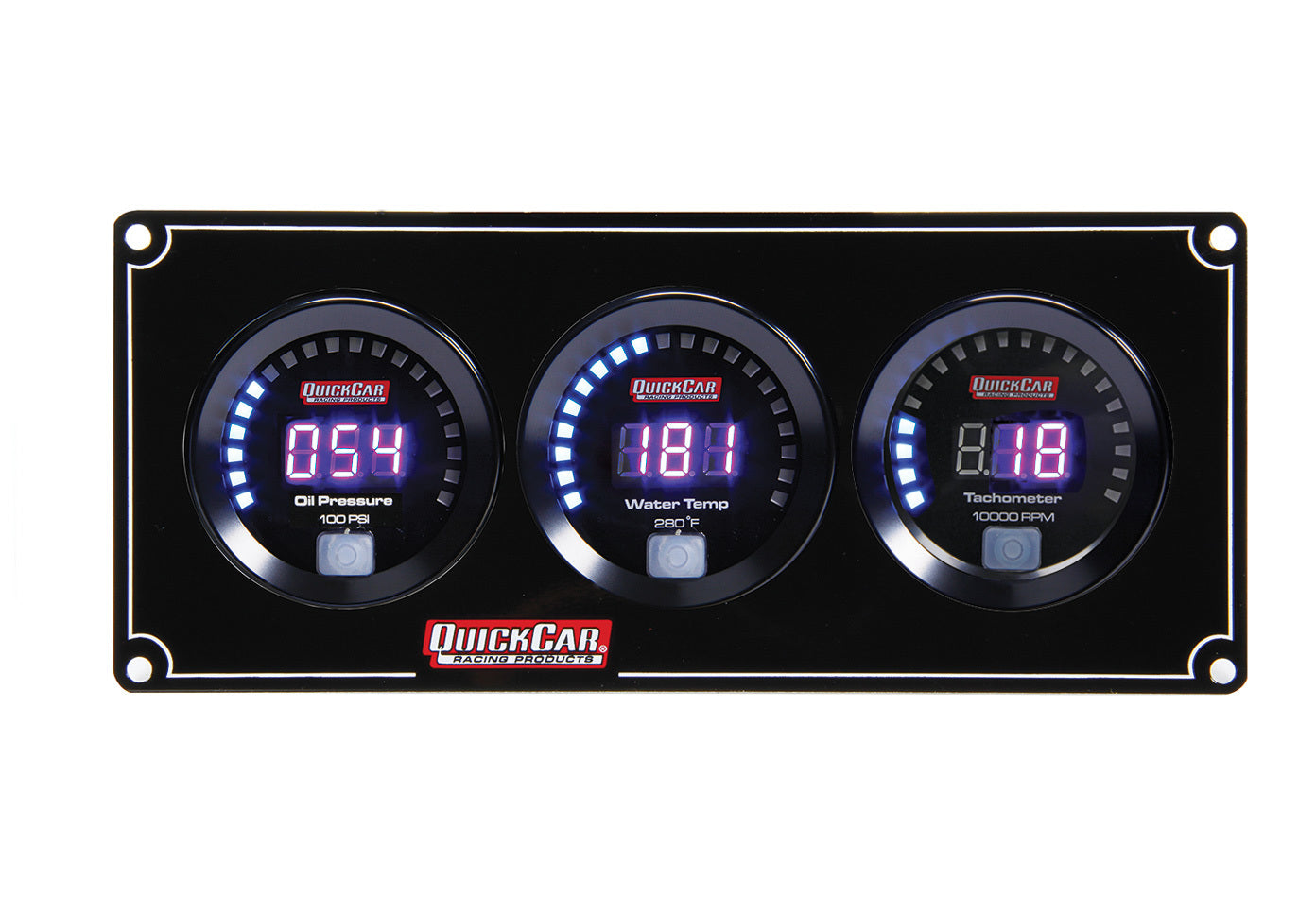 Quickcar Racing Products  Digital 2-1 Gauge Panel OP/WT w/Tach  QRP67-2031