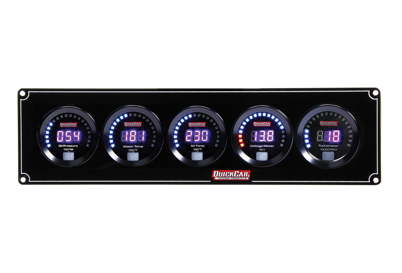 Quickcar Racing Products  Digital 4-1 Gauge Panel OP/WT/OT/Volt w/Tach  QRP67-4057