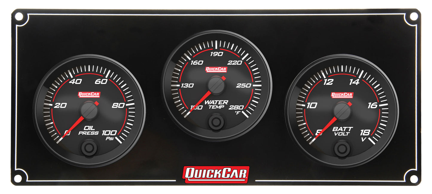 Quickcar Racing Products Redline 3 Gauge Panel OP/WT/VOLT MPN QRP69-3017