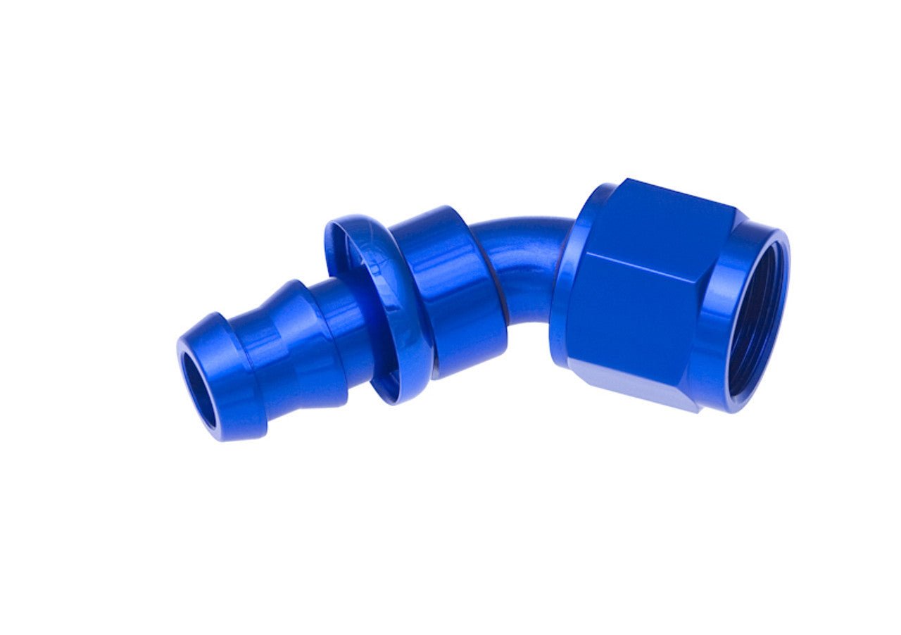 Redhorse Performance 8AN Push Lock Hose End Blue 45-Deg RHP2045-08-1