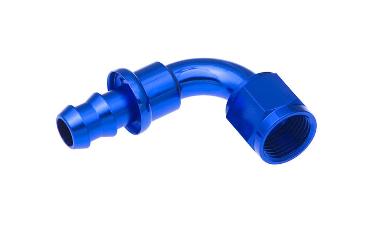 Redhorse Performance 6AN Push Lock Hose End s- Blue 90 RHP2090-06-1