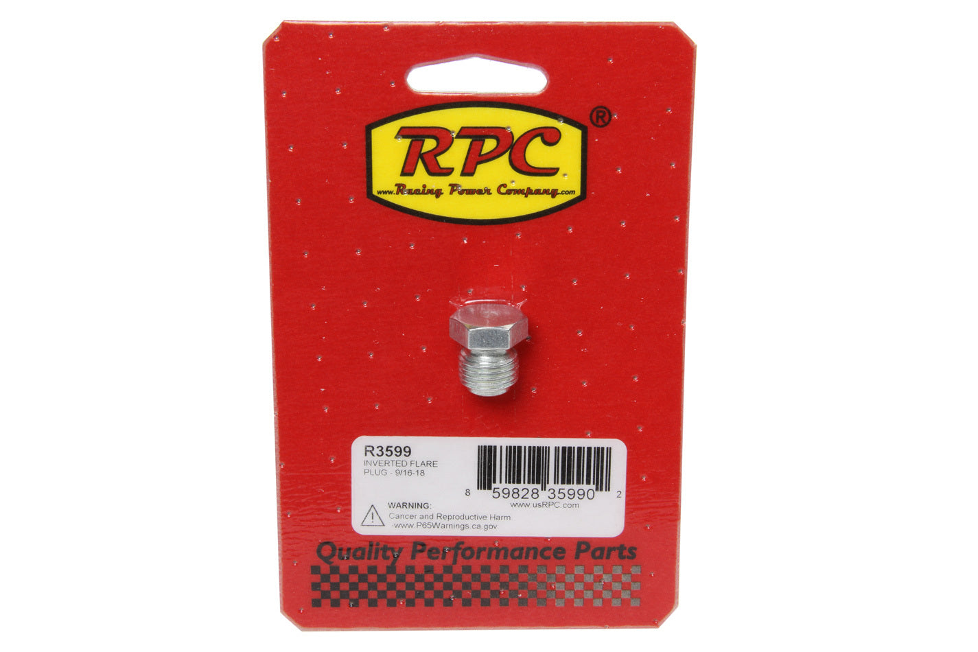 Racing Power Co-Packaged  Inverted Flare Plug - 9/ 16-18  RPCR3599