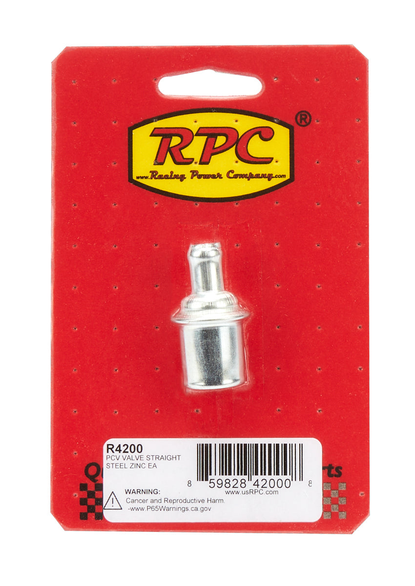 Racing Power Co-Packaged  PCV Valve Straight Steel Zinc Each  RPCR4200