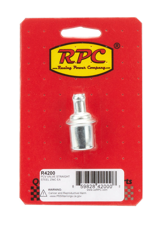 Racing Power Co-Packaged  PCV Valve Straight Steel Zinc Each  RPCR4200