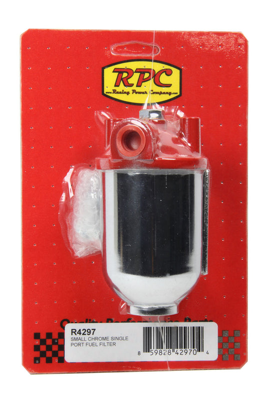 Racing Power Co-Packaged  Small Chrome Single Por t Fuel Filter  RPCR4297