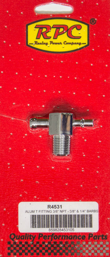 Racing Power Co-Packaged  T Fitting 1/2in Aluminum Chrome  RPCR4531