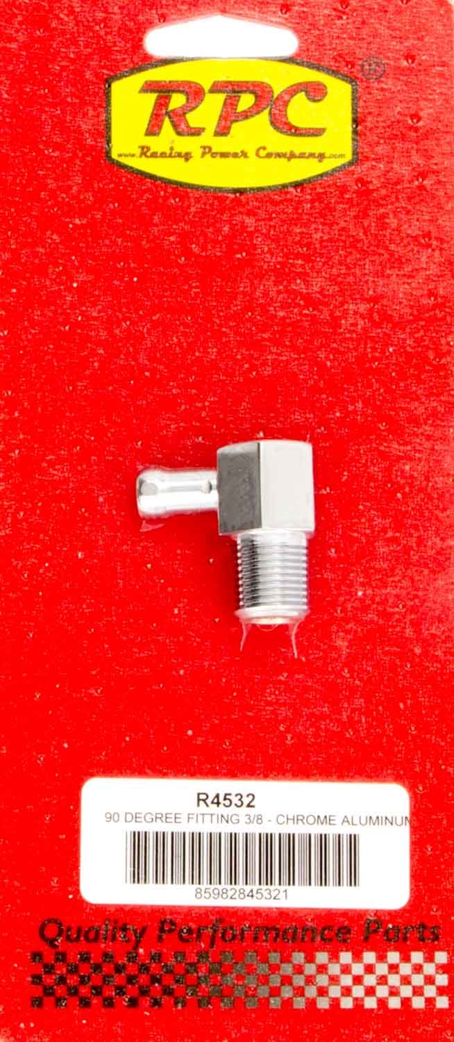 Racing Power Co-Packaged  90 Degree Fitting 3/8in Aluminum Chrome  RPCR4532