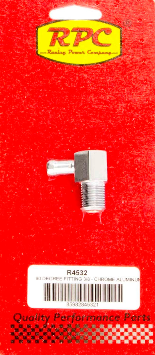 Racing Power Co-Packaged  90 Degree Fitting 3/8in Aluminum Chrome  RPCR4532