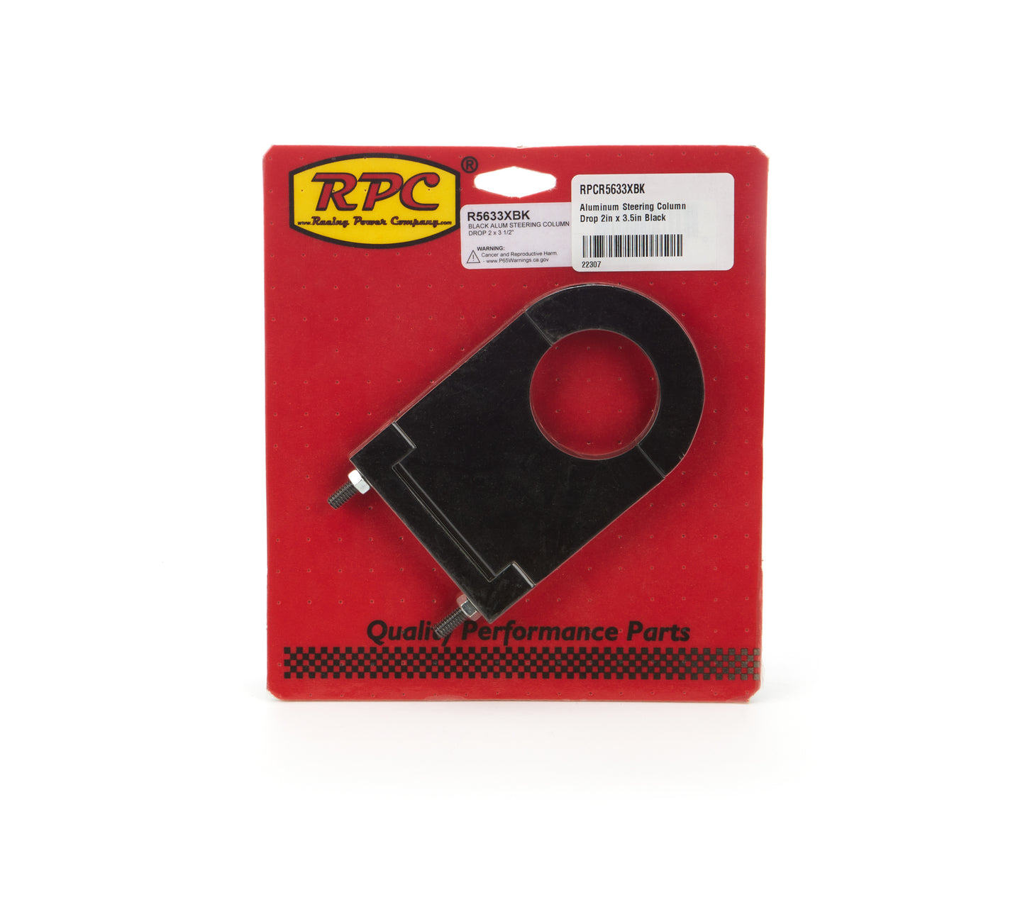 Racing Power Co-Packaged  Aluminum Steering Column Drop 2in x 3.5in Black  RPCR5633XBK