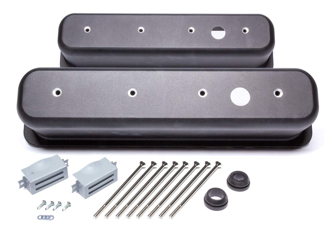 Racing Power Co-Packaged Black Aluminum SBC Valve Covers Center Bolt MPN RPCR6146-1BK For Chevy